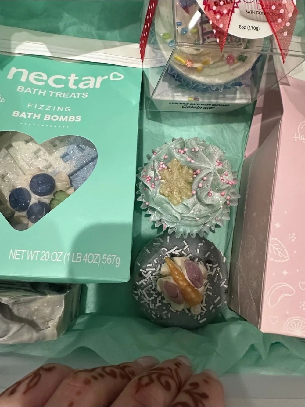 Bath Treats Gift Box — Mint Green & Pink Bath Bomb Set